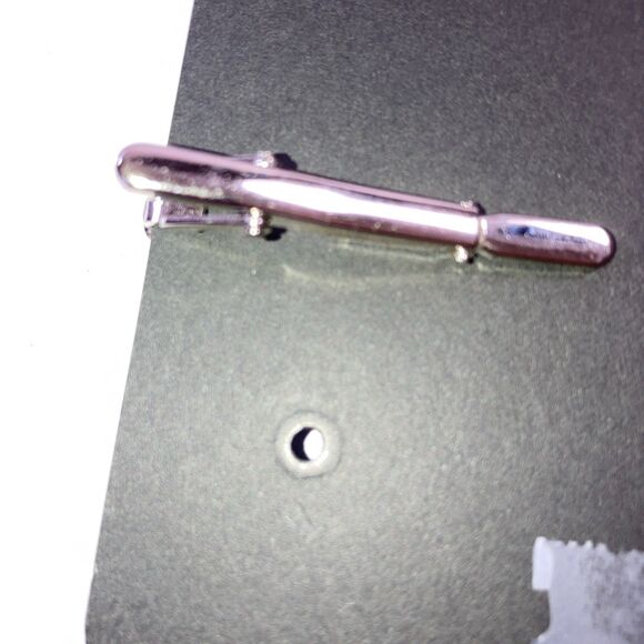 Sterling Silver Tie Clip Bar With Crystal Formal Wear Accessory Men Wedding - Picture 2 of 4